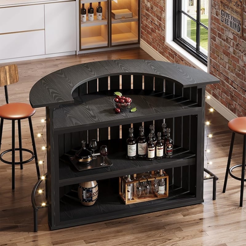 4-Tier Bar Table, 39.4" H Home Bar Unit with Footrest