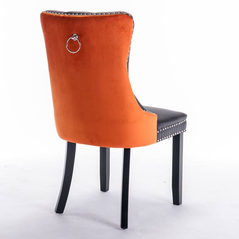 Set of 2 Modern High-End Tufted Solid Wood Upholstered Dining Chair with Nailhead Trim