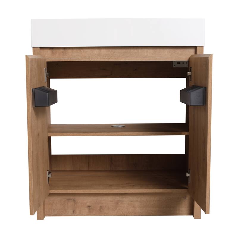 BNK 24/30/48/60 inch Freestanding Resin Sink Bathroom Vanity with Soft Close Door and Adjustable Shelf
