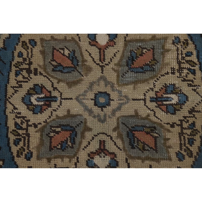 Blue Tabriz Vintage Persian Area Rug Handmade Traditional Wool Carpet - 6'4" x 9'5"