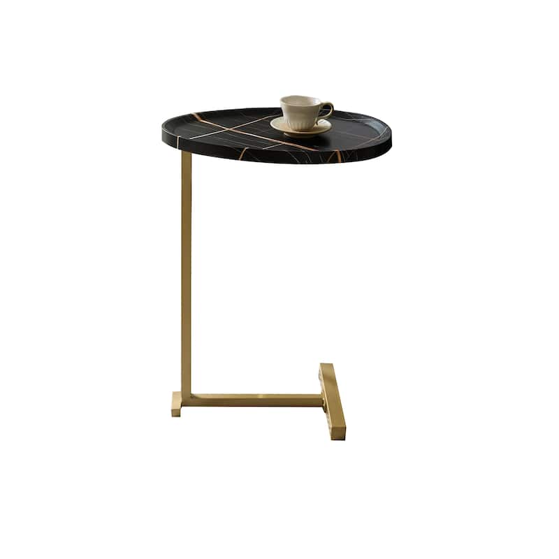 Brody Collection Gold Metal C-Shaped Wood Side Table