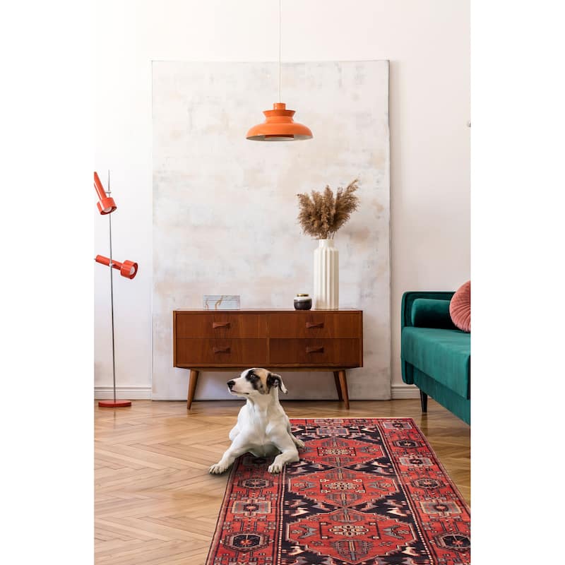 ECARPETGALLERY Hand-knotted Andelz Red Wool Rug - 4'5 x 10'0