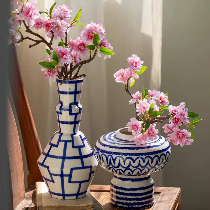 RusticReach Small Peach Blossom Flower Stem 16.5" Tall