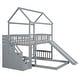 preview thumbnail 29 of 38, Friendly Design Twin Over Twin Bunk Bed with Two Drawers and Slide, House Bed with Slide