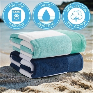 Oceanfront Resort Oversized Cabana Stripe 2 Pack Jacquard Beach Towel - 36x72