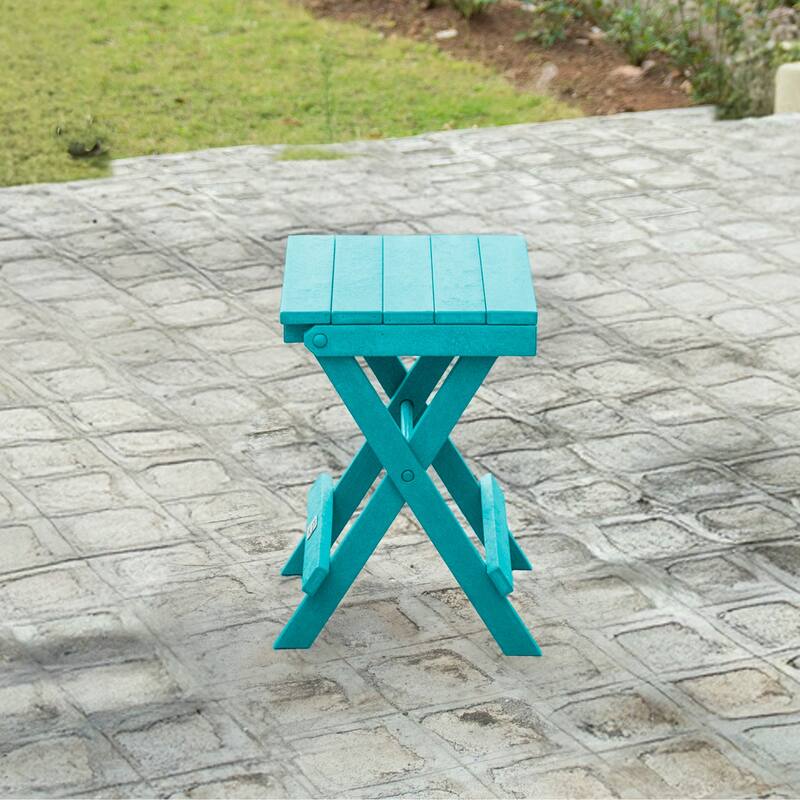 San Juan Fully Assembled All-Weather Recycled HDPE Outdoor Folding Bistro table - Hawaiian Blue