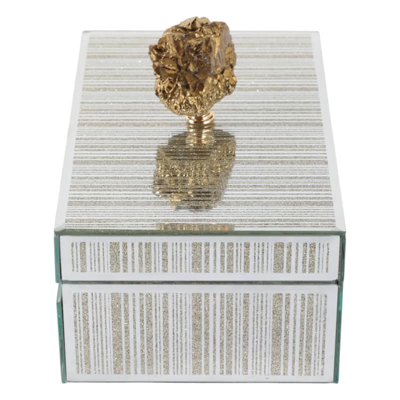 Decorative Glass Sparkly Storage Box with Stone Top - 8"