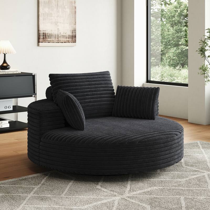 360 Degree Swivel Chair Corduroy Chenille Foam Single Sofa