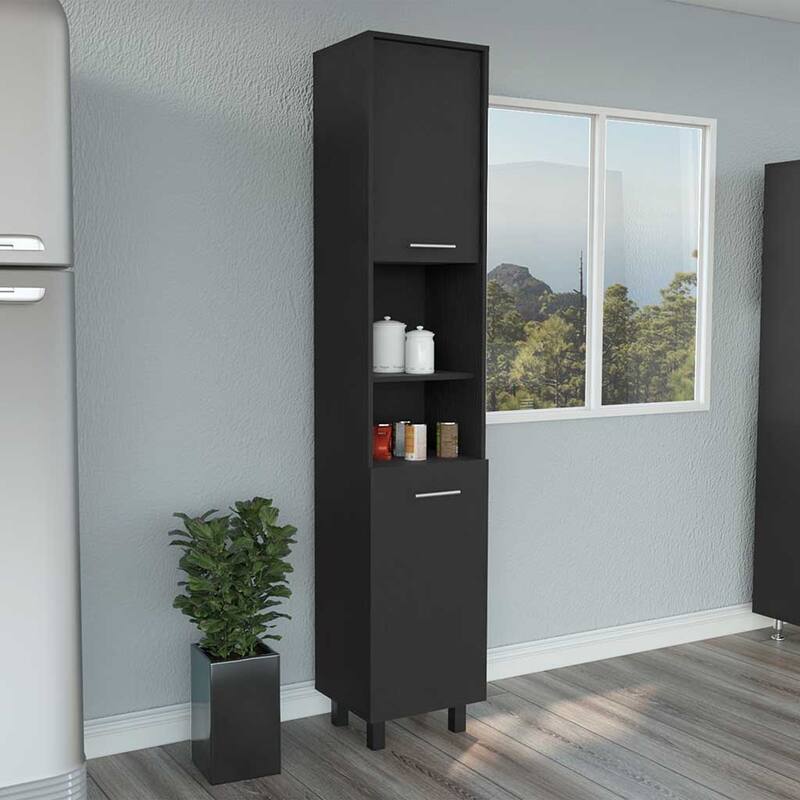 Pantry Cabinet Almada, Three Interior Shelves, White Finish,High quality and durable - Black