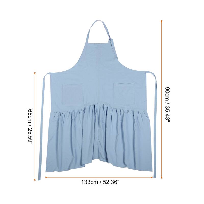 Cotton Linen Apron, Fishtail Aprons for Women Flower Shop Nail Salon - 35.43 inch - Blue