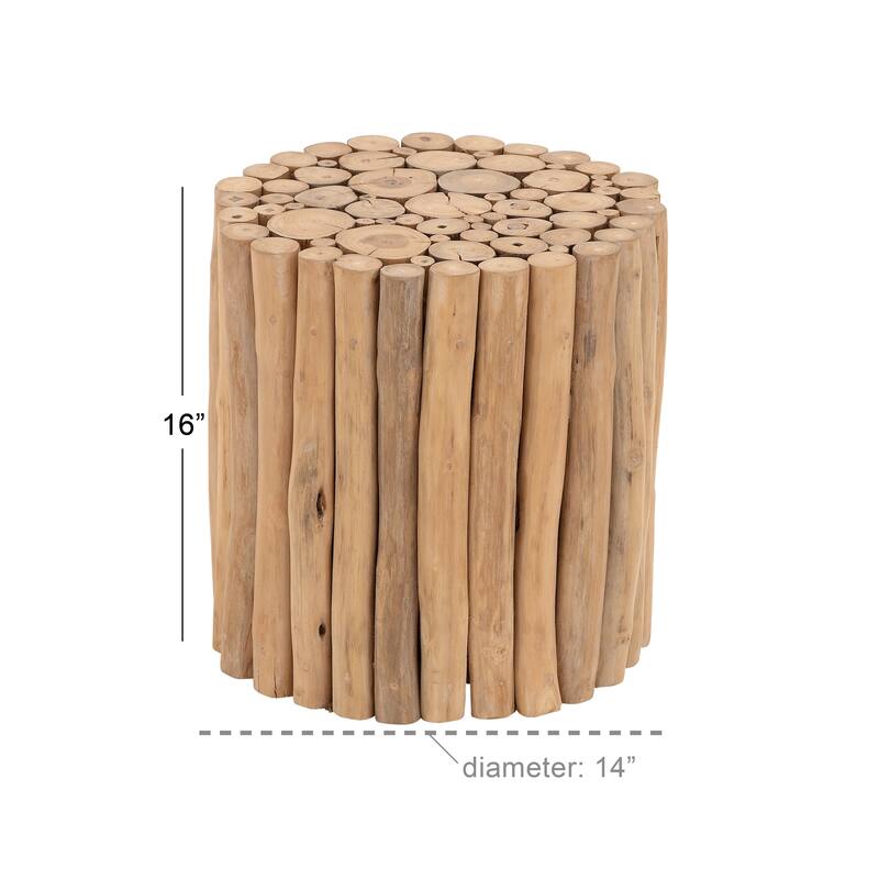 Teak Wood Handmade Accent Table with Stick Cluster Design - Brown - Roche River Decor