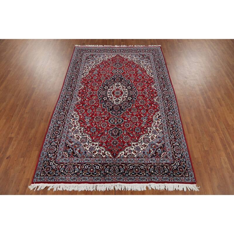 Traditional Mashad Turkish Area Rug Floral Red Machine Made Carpet - 6'3" x 9'6"