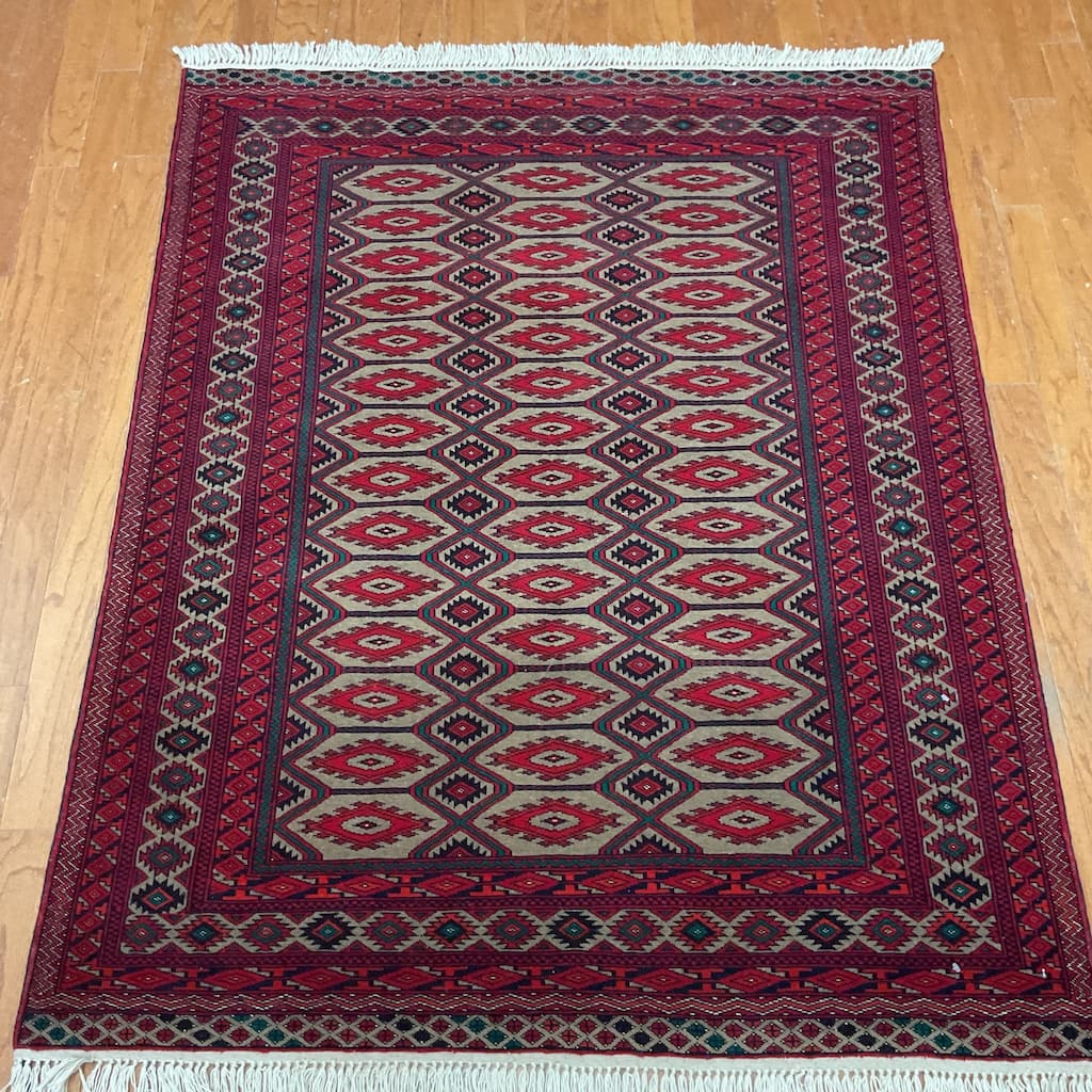 HERAT ORIENTAL Handmade Turkoman Wool Rug - 4'5" x 5'4"