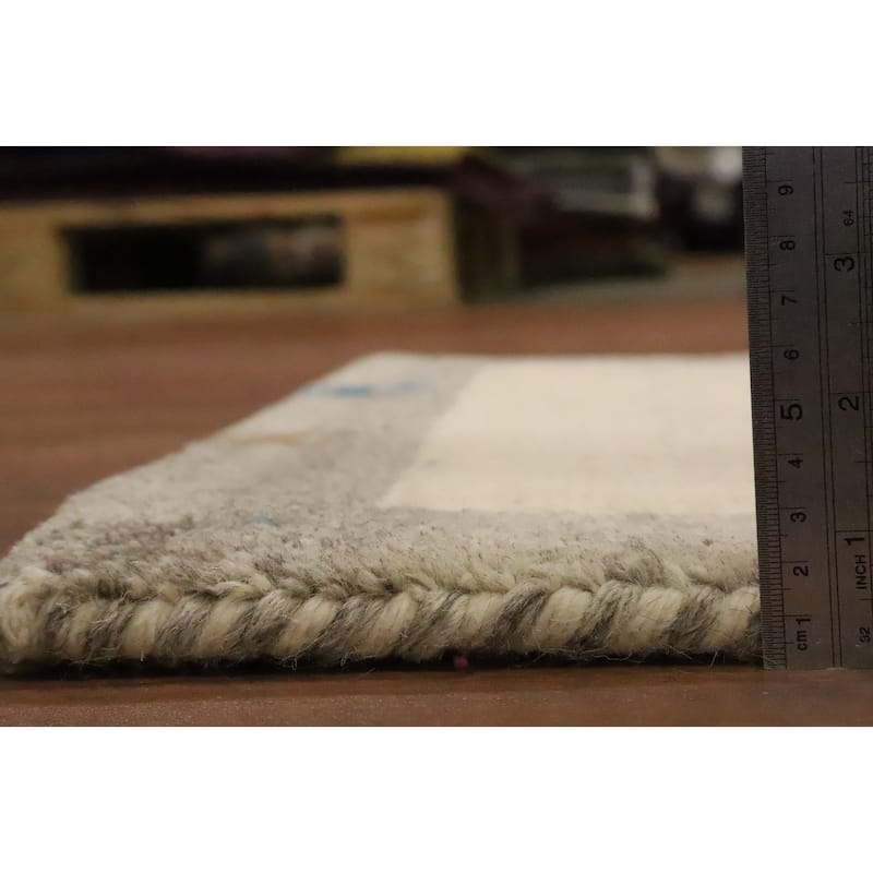 Hand Knotted Oriental 100% Wool Carpet Tribal Animal Pictorial Beige & Ivories Gabbeh Area Rug - 3' 1'' X 2' 0''