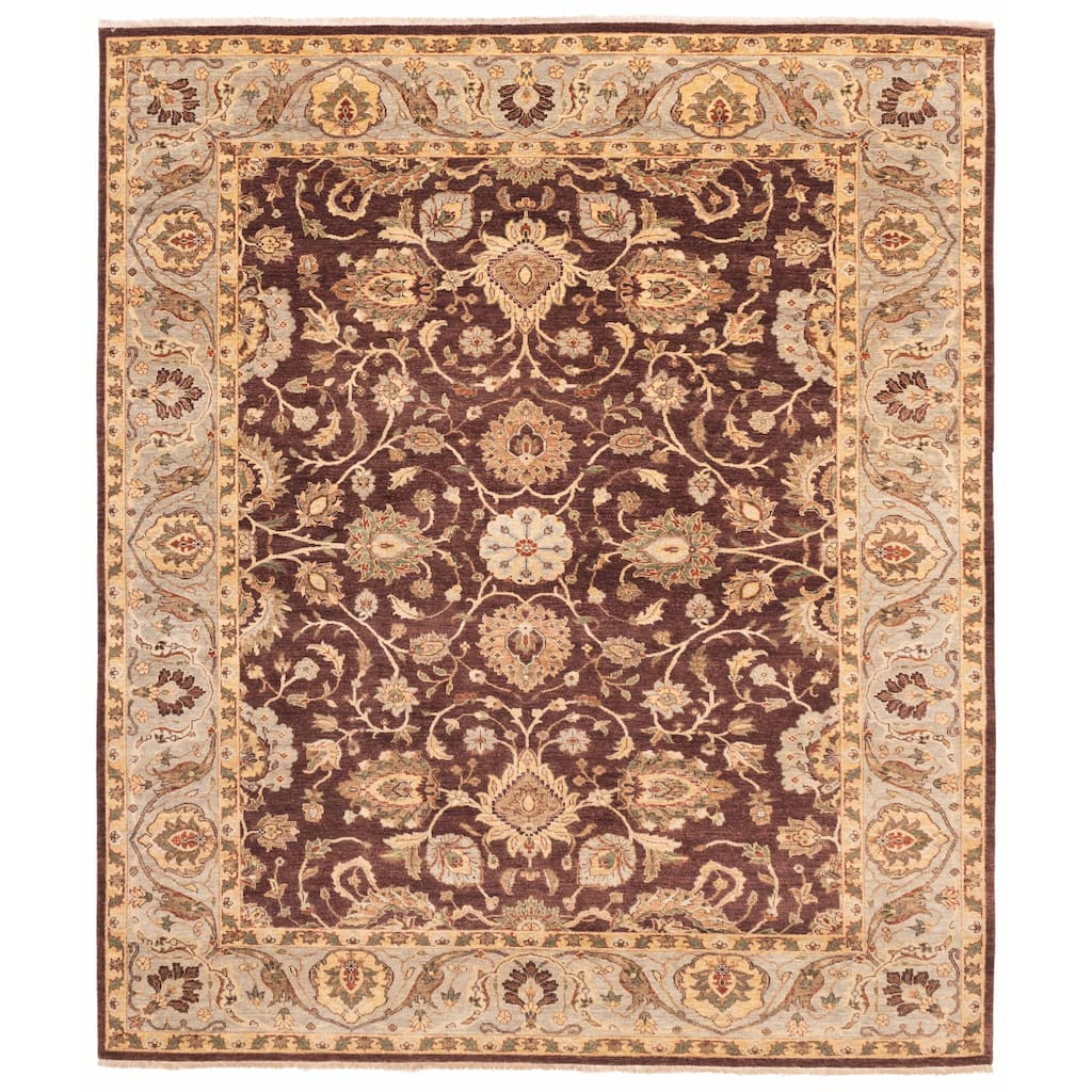 ECARPETGALLERY Hand-knotted Jamshidpour Dark Brown Wool Rug - 8'2 x 9'11
