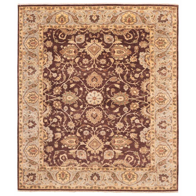 ECARPETGALLERY Hand-knotted Jamshidpour Dark Brown Wool Rug - 8'2 x 9'11
