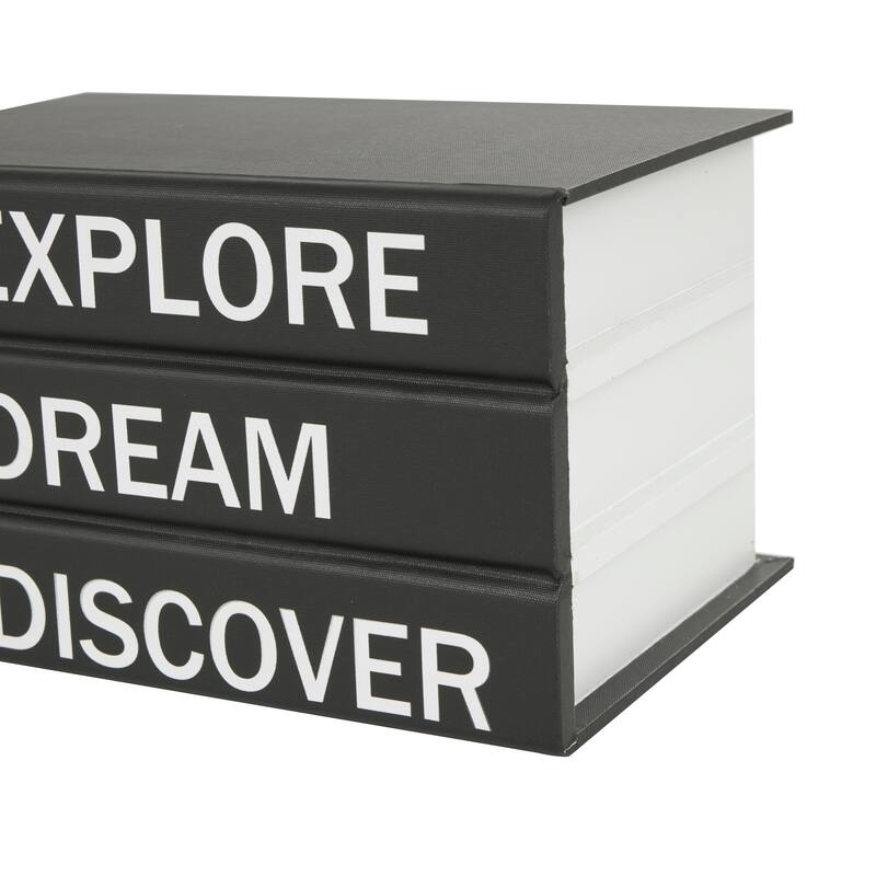 Black or White Canvas Box with White or Gold Explore, Dream, Discover Text (Set of 2)