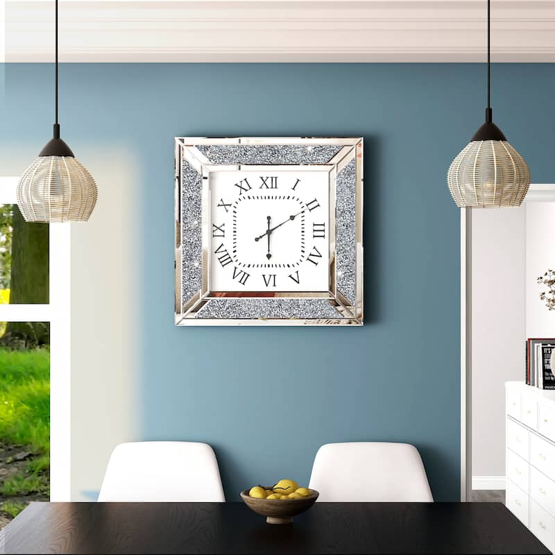 Glass Wall Clock with Diamond Crystal