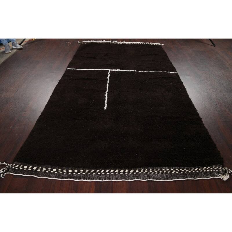 Modern Moroccan Oriental Area Rug Wool Hand-knotted Office Carpet - 5'3" x 9'0"