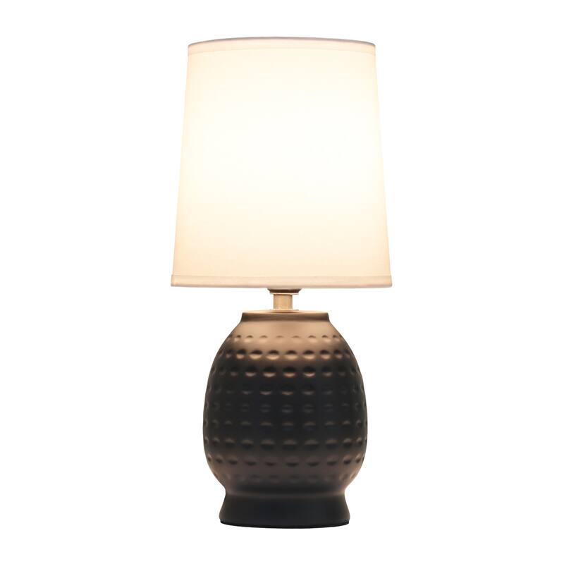 Petite Dimpled Ceramic Table Lamp with Tapered Shade - 12.5" - Black