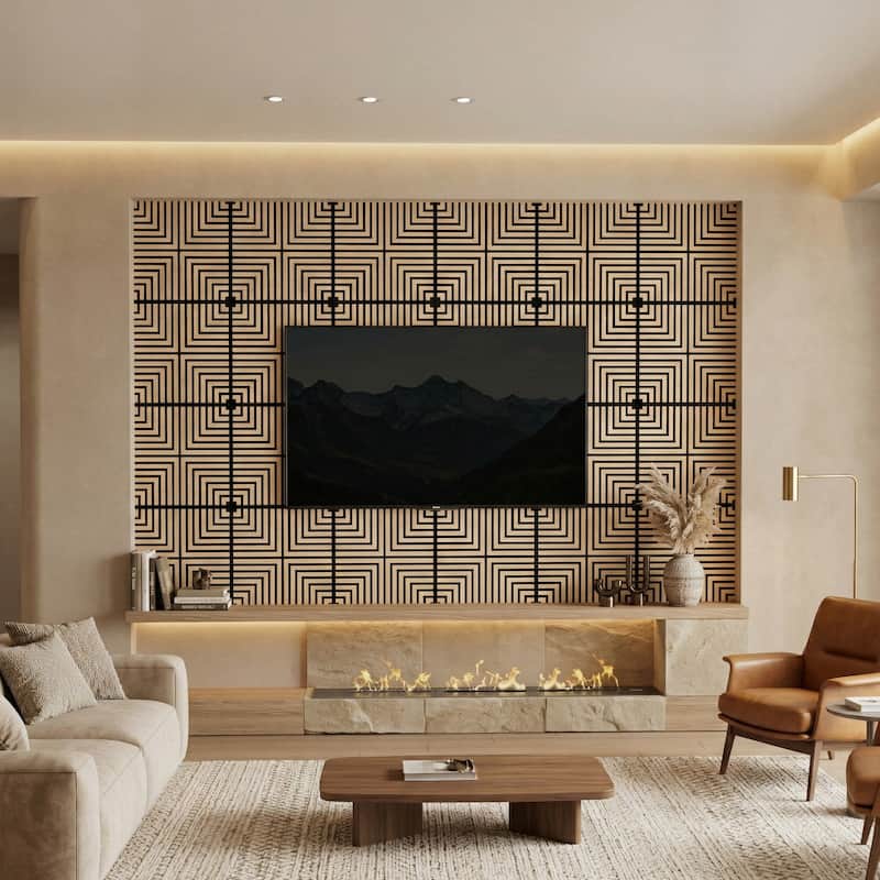 23.6" x 23.6" Wood Geometric Acoustic Wall Panels for Ceiling and Wall Decor, 4-Pack (15 sq ft)