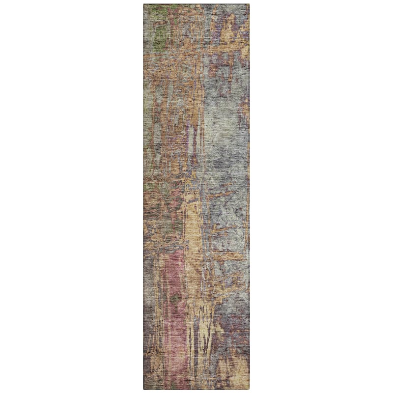 Machine Washable Indoor/ Outdoor Abstract Modern Chantille Rug