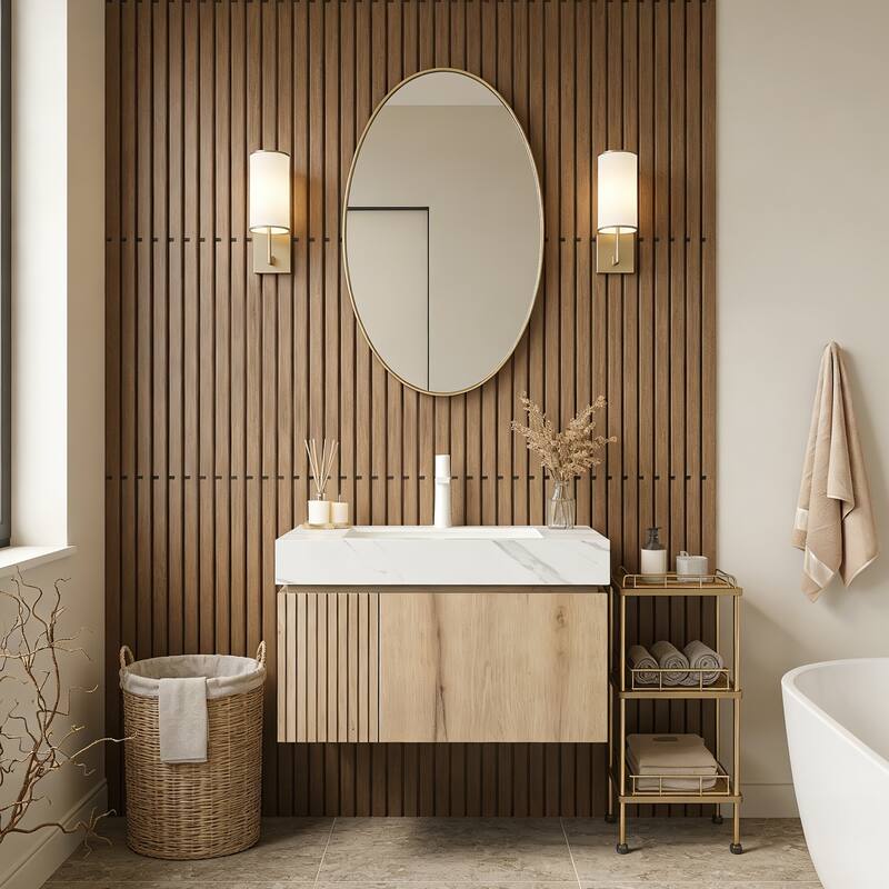 Floating Storage Bathroom Vanity with 1 Pre-drilled Faucet Hole