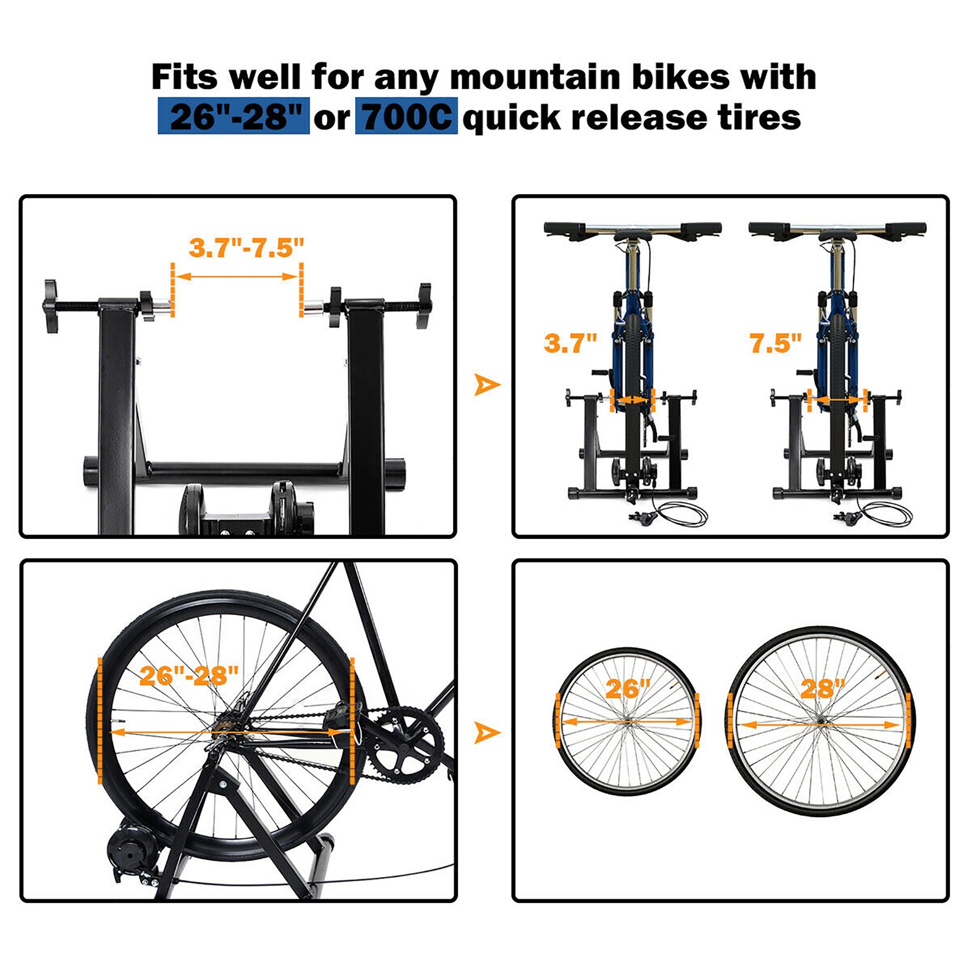 5 Level Resistance Magnetic Indoor Bicycle Bike Trainer Exercise Front Stand