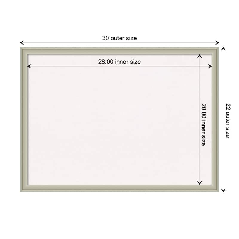 Florence Framed White Corkboard Bulletin Board - Florence Silver - Board Size 28x20