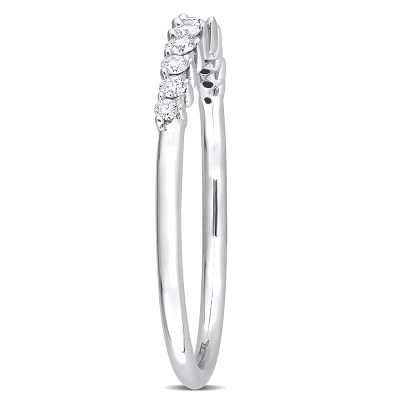 Miadora 14k White Gold 1/5ct TDW Diamond Stackable Semi-Eternity Wedding Band Ring