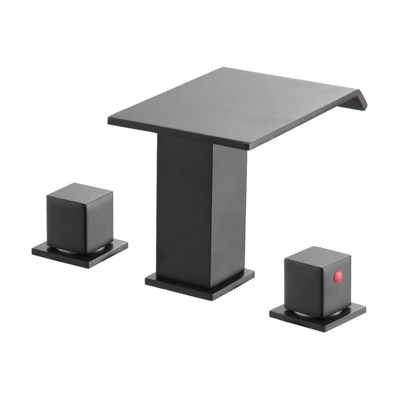Matte Black Stainless Steel Roman Tub Faucet Set with Widespread 3-Hole and Deck Mount - 6.10” x 7.68” x 3.94”