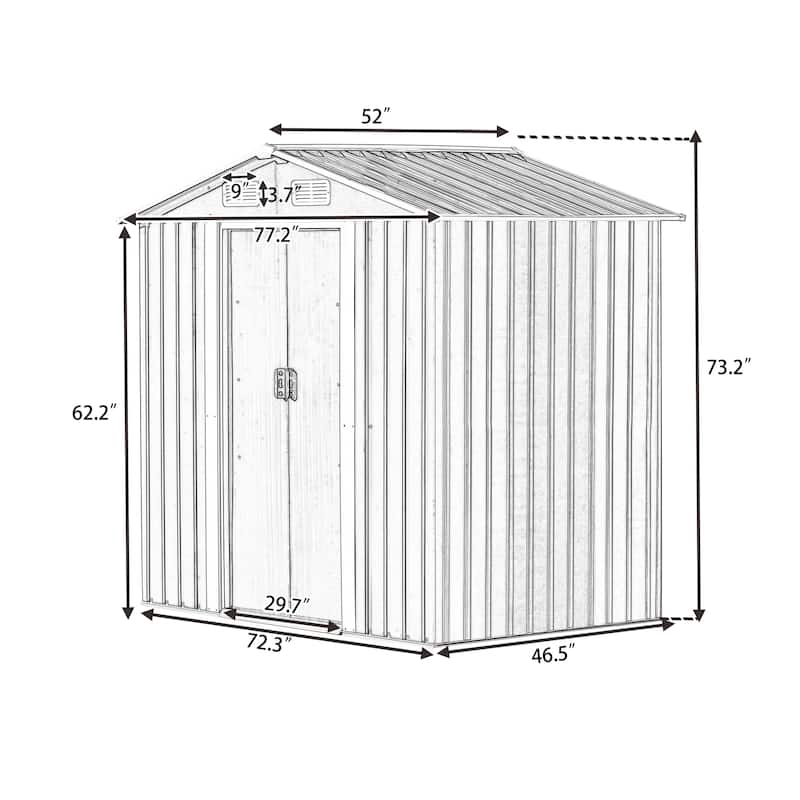 6.4 ft. W x 4.3 ft. D Brown Metal Shed with Double Door (27.52 sq. ft.)