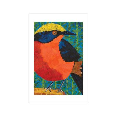 Yellow Crowned Gonolek Fine Art Paper Print by Teal Buehler - Multi