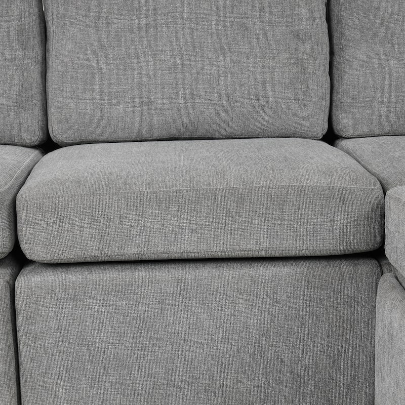 109.1" Chenille Modular Sectional Sofa Bed with Storage Ottoman and USB Ports - L/U-Shaped Convertible Design