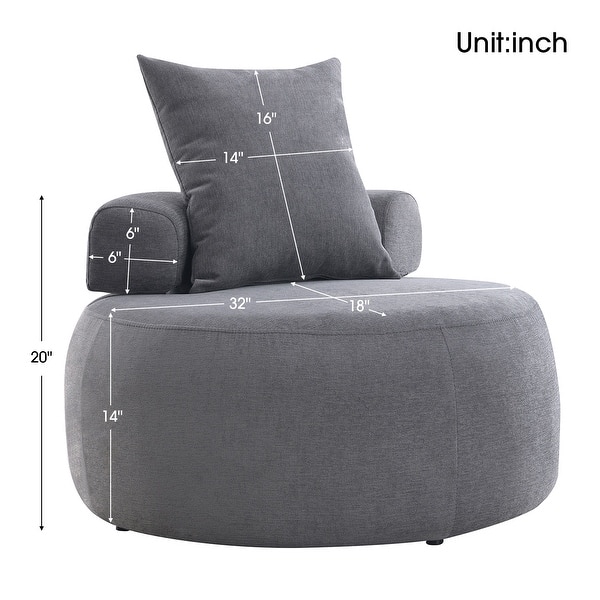 Lounge Chair with Pillow, Easy to Move Modern Chenille Reading Chair