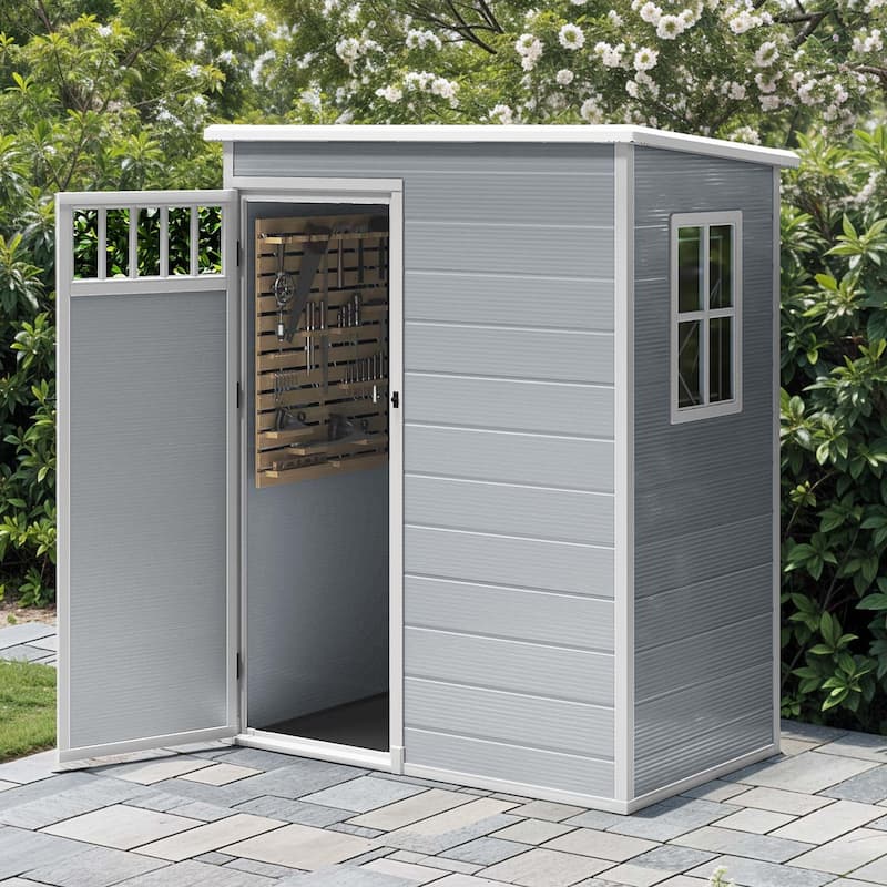 Moasis 5x3FT Outdoor Storage Shed with Lockable Door - 5' X 3' - Light Grey