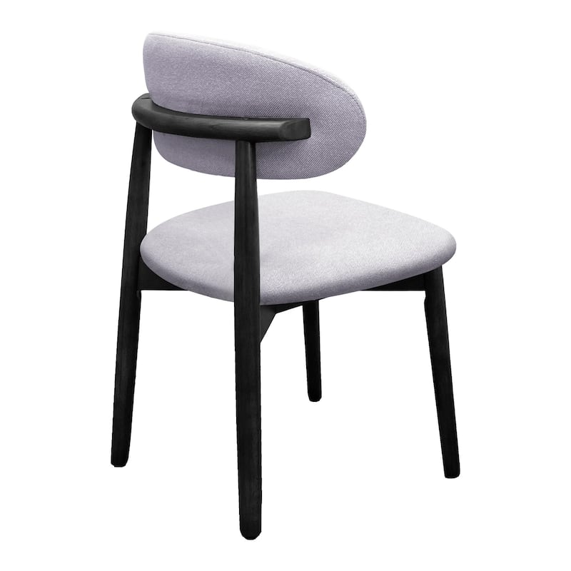 Cotton-Linen Fabric Upholstered Dining Chair with Black Solid Wood Legs, Armless Chair Set of 4 for Kitchen, Living