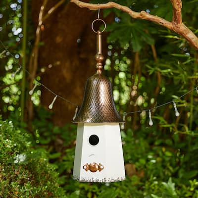 Glitzhome 24"H Bell Roof Decorative Outdoor Garden Birdhouse - 8.75''L X 8.75''W X 24.00''H