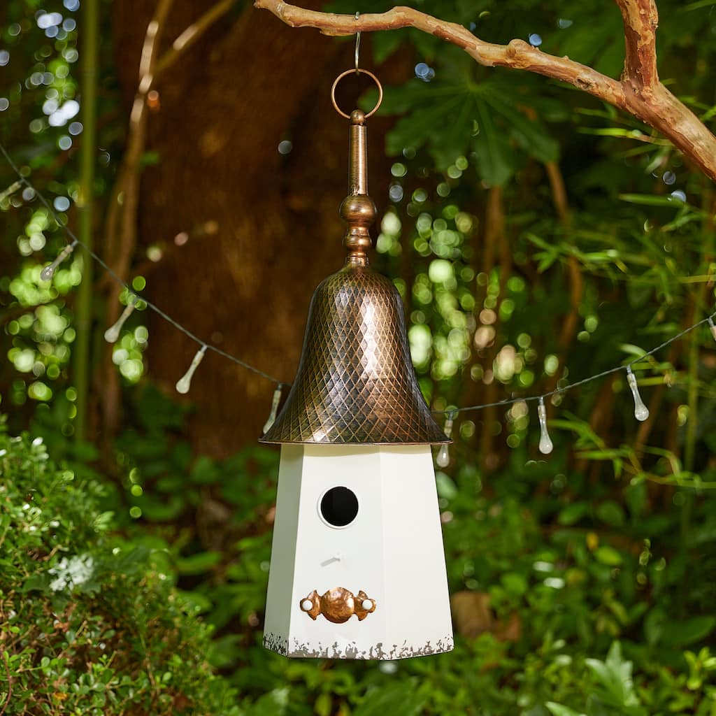 Glitzhome 24"H Bell Roof Decorative Outdoor Garden Birdhouse - 8.75''L X 8.75''W X 24.00''H