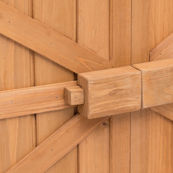 Shop Gymax Double Doors Fir Wooden Garden Yard Shed Lockers