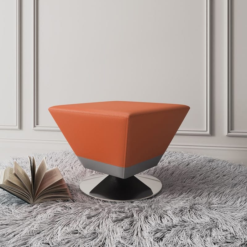Manhattan Comfort Diamond Polished Chrome Swivel Ottoman