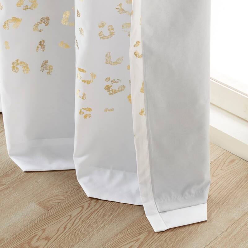 Grommet Top Metallic Animal Printed Total Blackout Curtain(Only 1 Pc Panel)