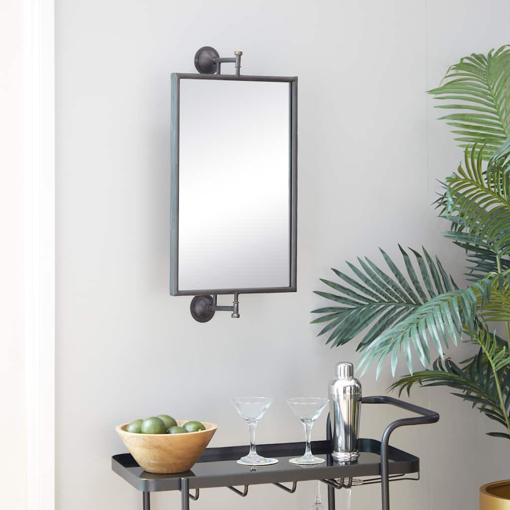 Wood Industrial Wall Mirror 28 x 14 x 7 - 14 x 7 x 28