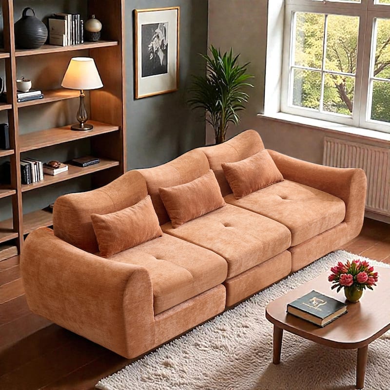 Modular Cloud Sofa, Convertible Folding Sofa Bed, 3-Seat Cushioned Sectional Couch for Living Room Bedroom