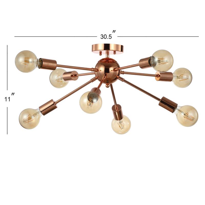 Rover 30.5" 8-Light Sputnik Metal LED Flush-Mount, Copper by JONATHAN Y