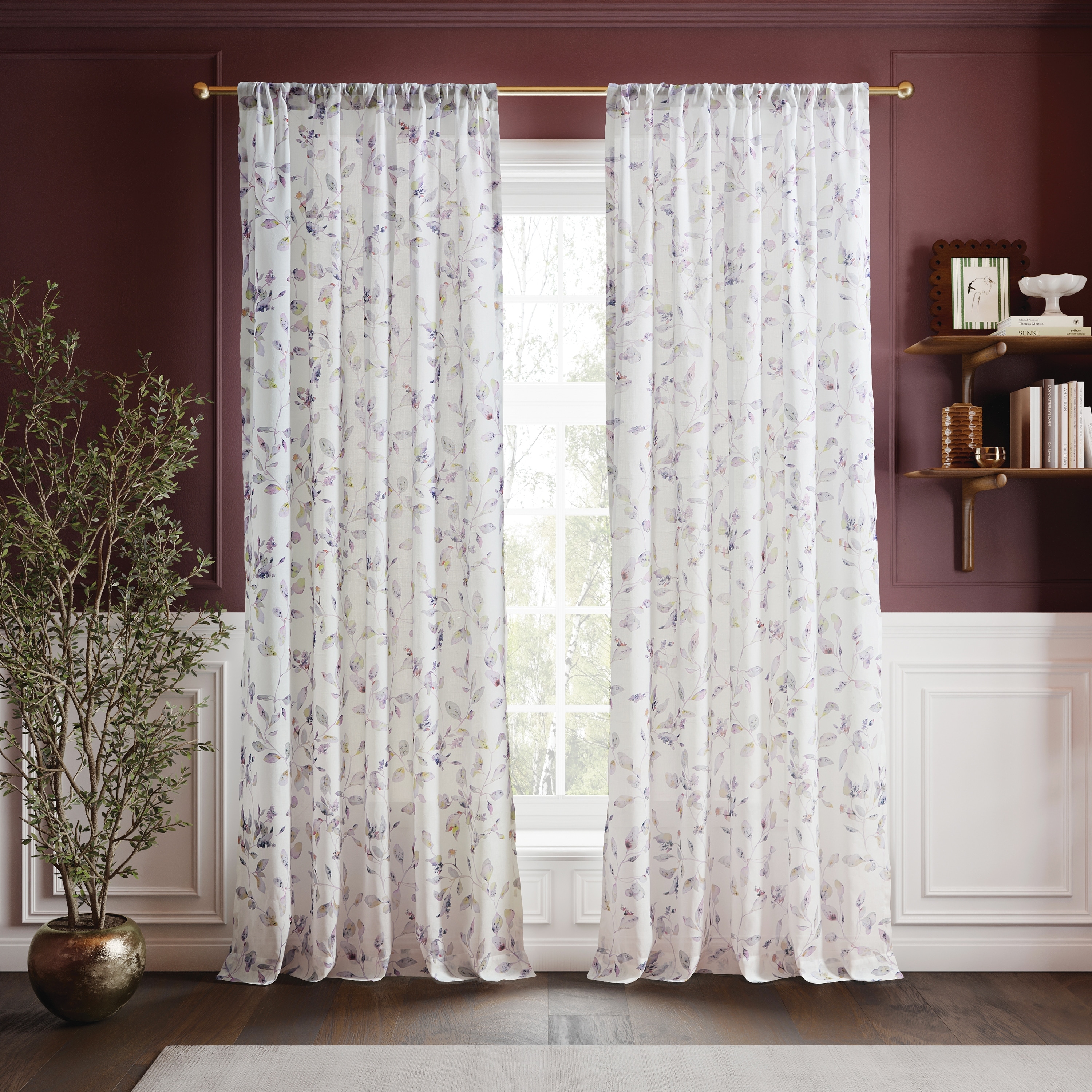 Ted Baker Lilac Leaf Curtain Panel Pair