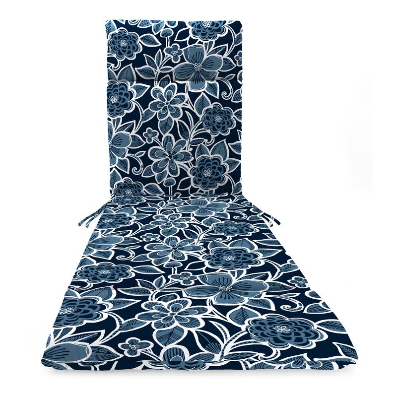 72" x 22" Outdoor Chaise Lounge Cushion with Ties and Loop - 72'' L x 22'' W x 3.5'' H