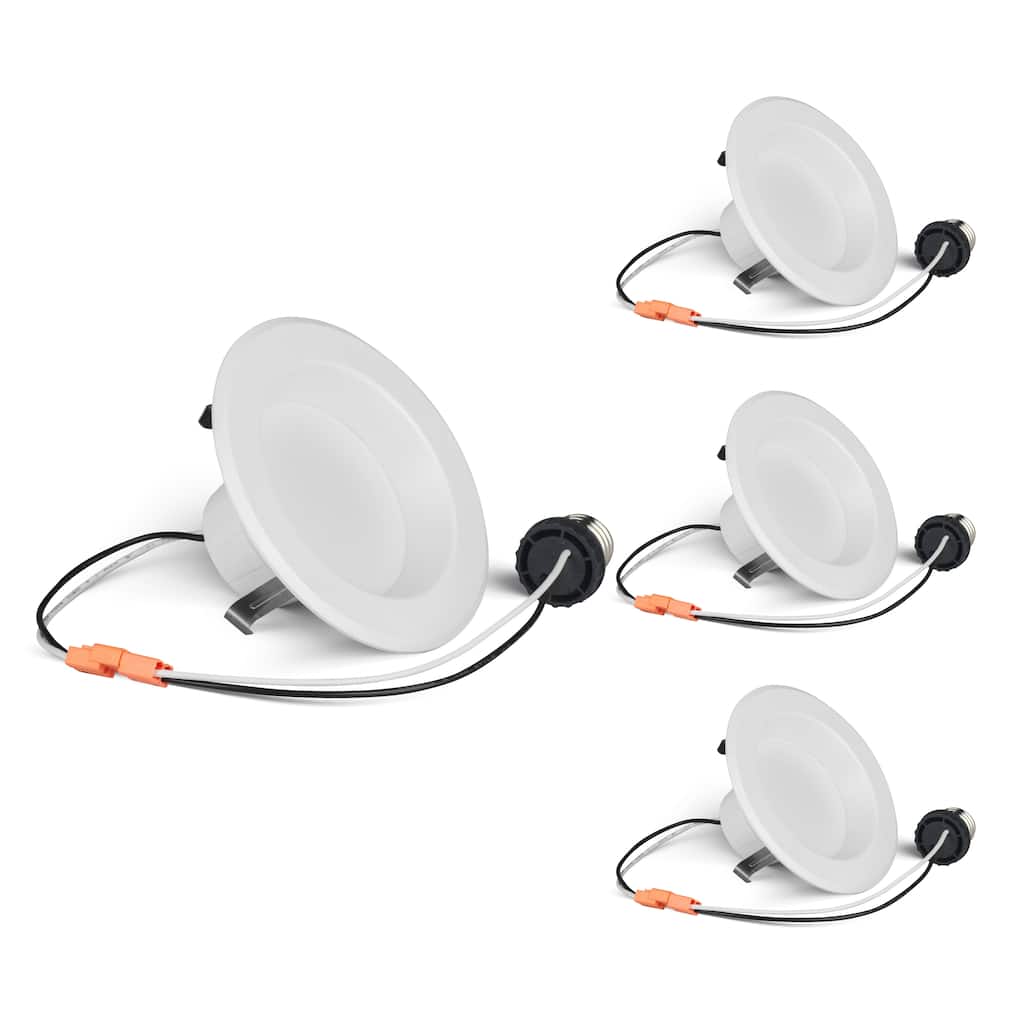 Bulbrite Pack of (4) 12 Watt 4" Integrated LED Recessed Downlight with E26 Quick Connect Adapter - multi