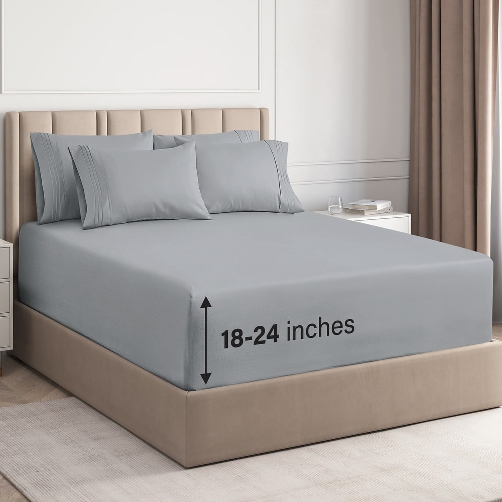 CGK Linens 6 Piece Extra Deep Pocket Microfiber Hotel Luxury Bed Sheets Set