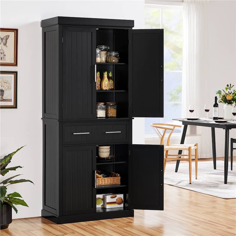 Yaheetech Wooden Kitchen Pantry Storage Cabinet with Doors and Shelves
